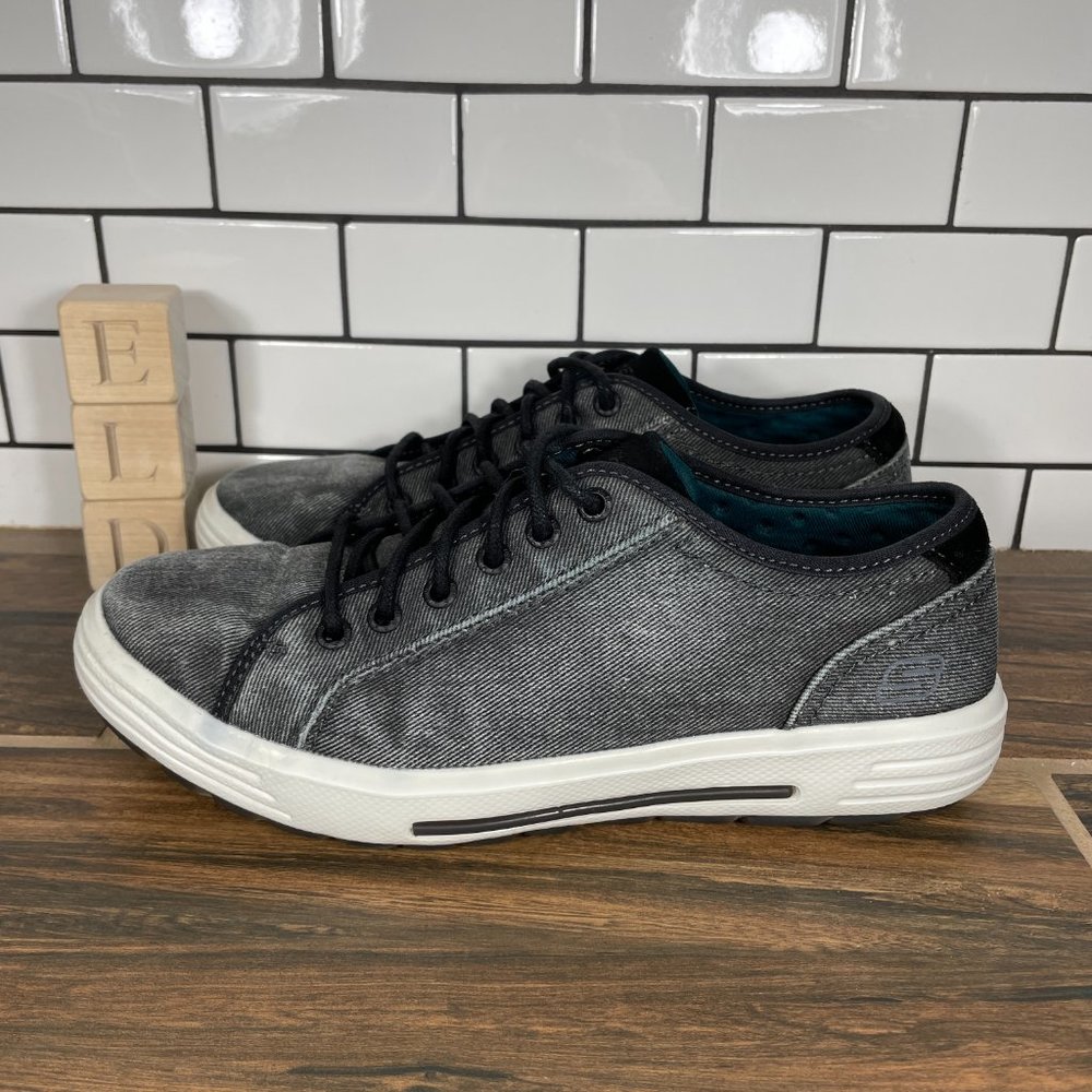 Skechers Porter Meteno Men's Size 8 Shoes Black Woven Canvas Casual Oxfords